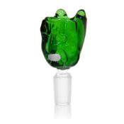 Scared Face Green Glass Bong Bowl 14mm