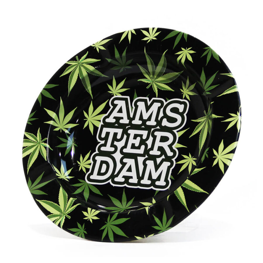 wholesale Amsterdam Green Weed Leaves Metal Ashtray