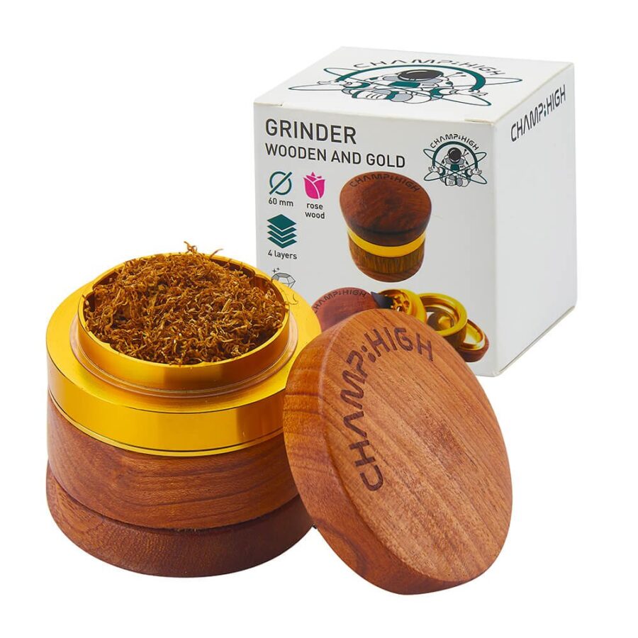 wholesale Champ High Wooden Metal Gold Grinder 60mm