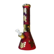 Red Bee Hexagon Triple Thick Glass Bong 32cm