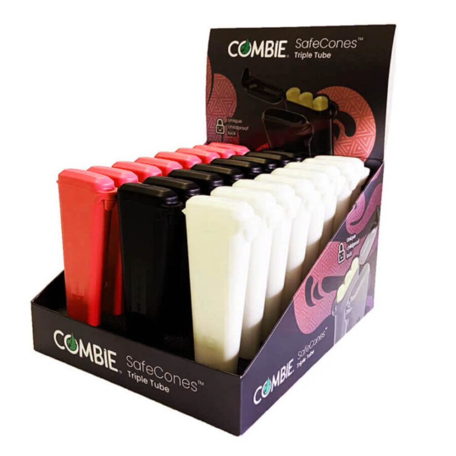 Wholesale combie joint holders triple tube black white red 24pcs display 2