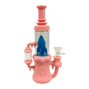 wholesale rocket ship glass silicone bong pink with removable pieces 23cm