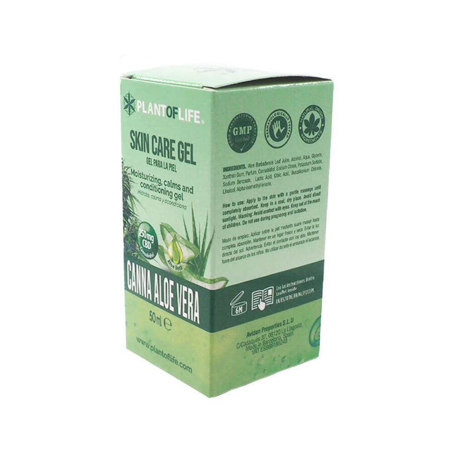 wholesale plant of life skincare gel canna aloe vera 250mg cbd 50ml 2