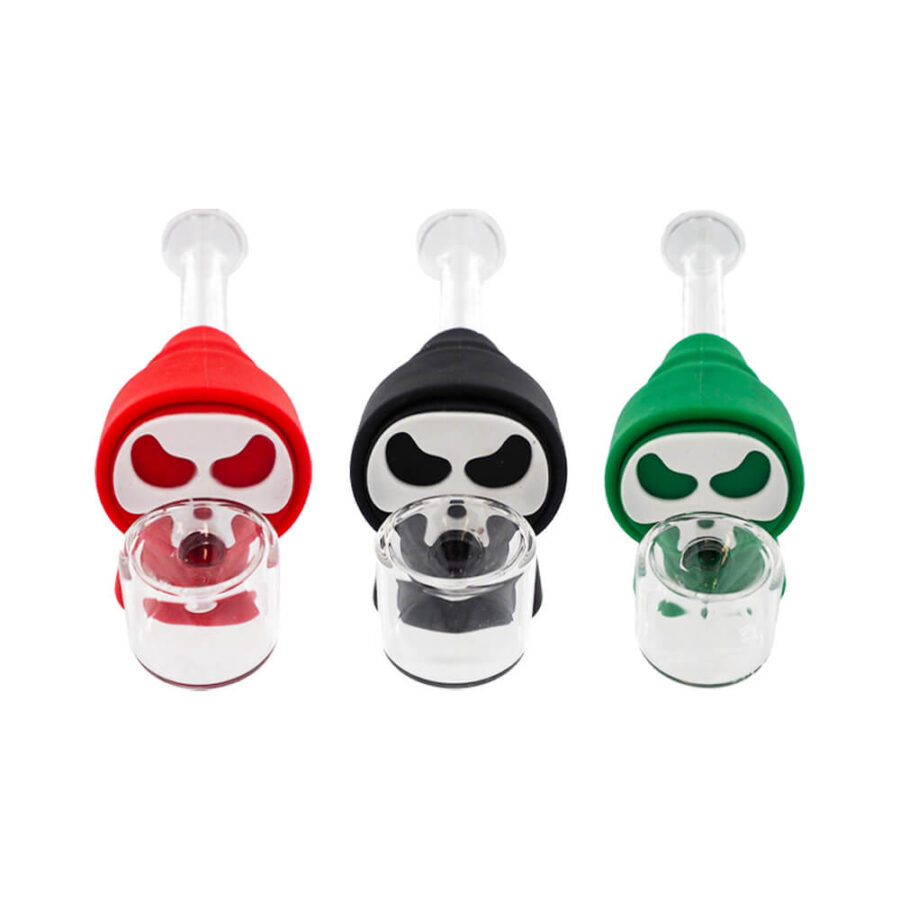 wholesale skull glass silicone pipes removable pieces 6pcs display 1