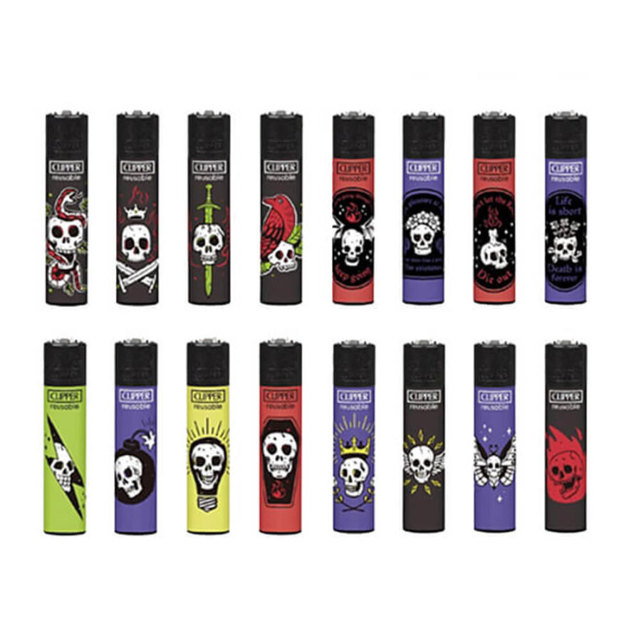 Clipper Lighters Tattoo Skulls + Free Carousel (192pcs/display)
