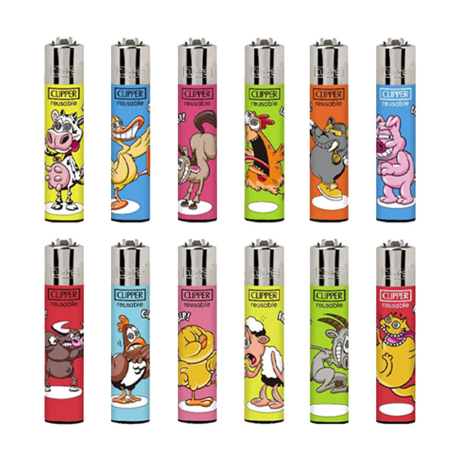 wholesale-clipper-lighters-crazy-farm-free-carousel-144pcs-display-1