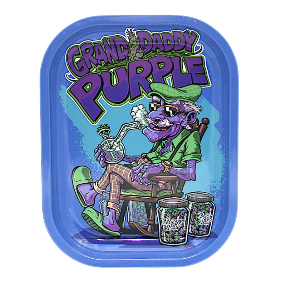 Wholesale Best Buds Grand Daddy Purple Metal Rolling Tray Small 14x18cm-1