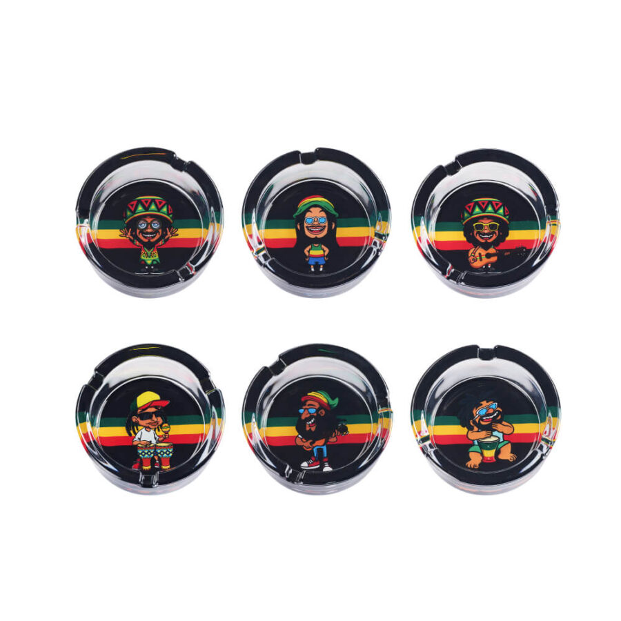 Wholesale Champ High Rasta Life Glass Ashtray 6pcsdisplay 1