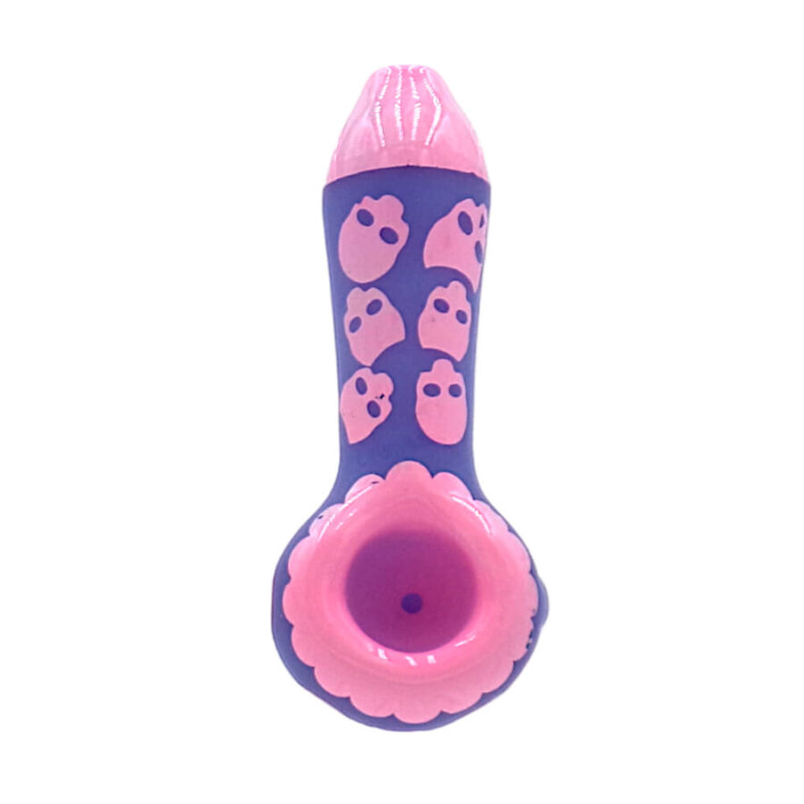 Wholesale Skull Pattern Glass Pipe 10 cm-3