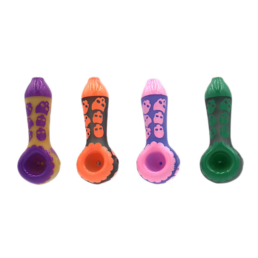 Wholesale Skull Pattern Glass Pipe 10 cm-5