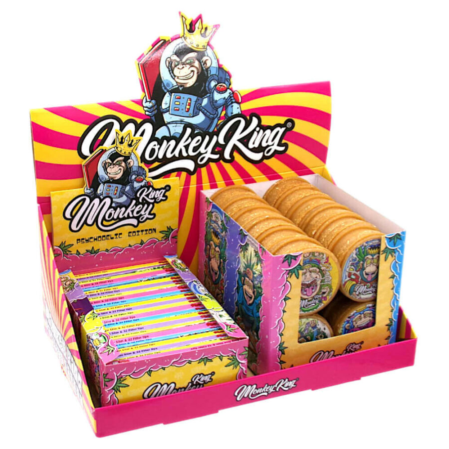 Monkey King Rolling Papers with Tips and Grinders Psychodelic Edition (48pcs:display)-Wholesale-2