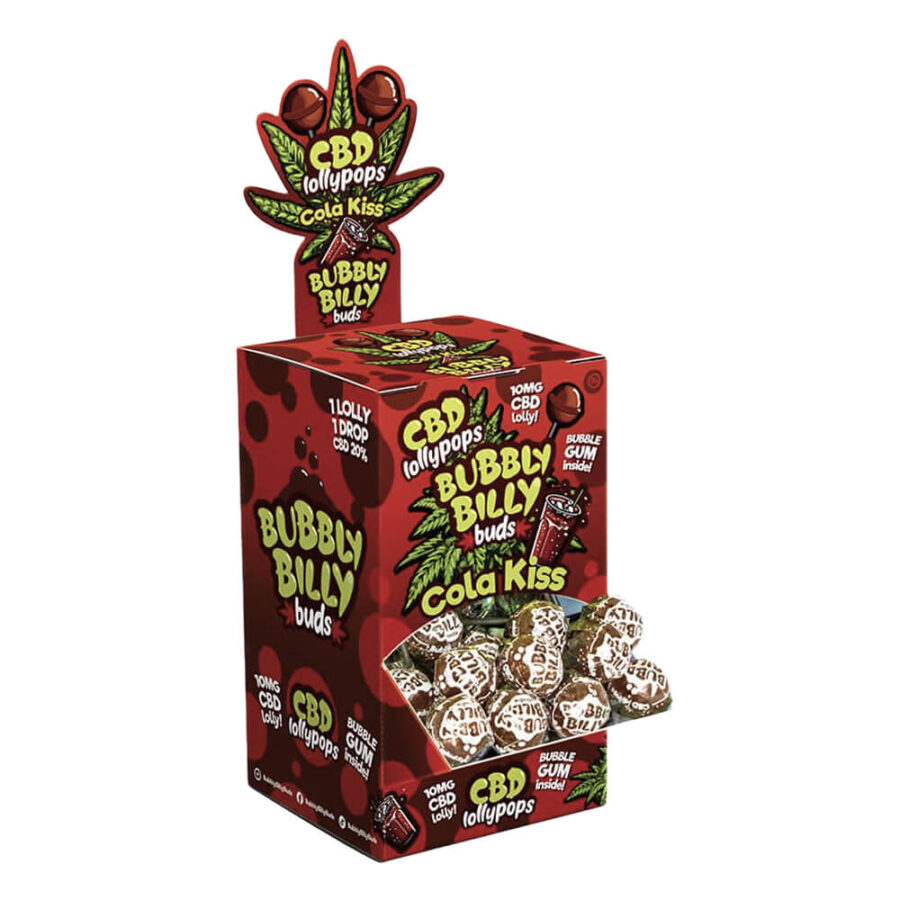 Bubbly Billy Buds Lollipops Cola Kiss 10mg CBD (100pcs:display)-Wholesale-1