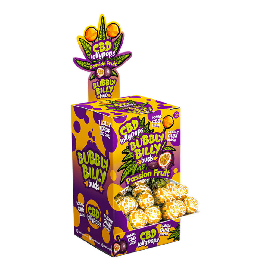 Bubbly Billy Buds Lollipops Passion Fruit 10mg CBD (100pcs-display)-Wholesale-5
