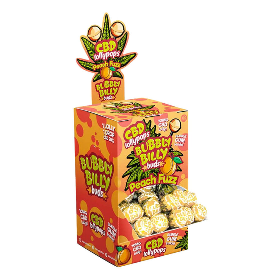 Bubbly Billy Buds Lollipops Peach Fuzz 10mg CBD (100pcs:display)-Wholesale-1