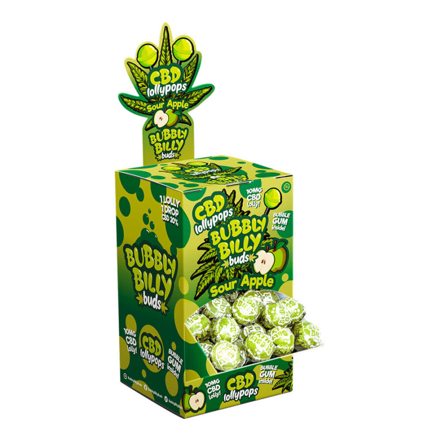 Bubbly Billy Buds Lollipops Sour Apple 10mg CBD (100pcs-display)-Wholesale-5