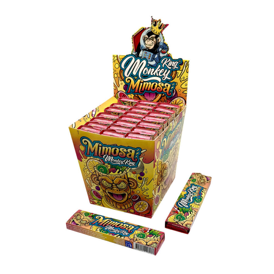 Monkey King Unbleached Rolling Papers Monkey Mimosa Smell King Size Slim + Filter Tips (24pcs-display)-Wholesale