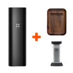 Bundle PAX Plus Complete Kit Onyx Dry Herb Vaporizer + Wood tray + Puck Press