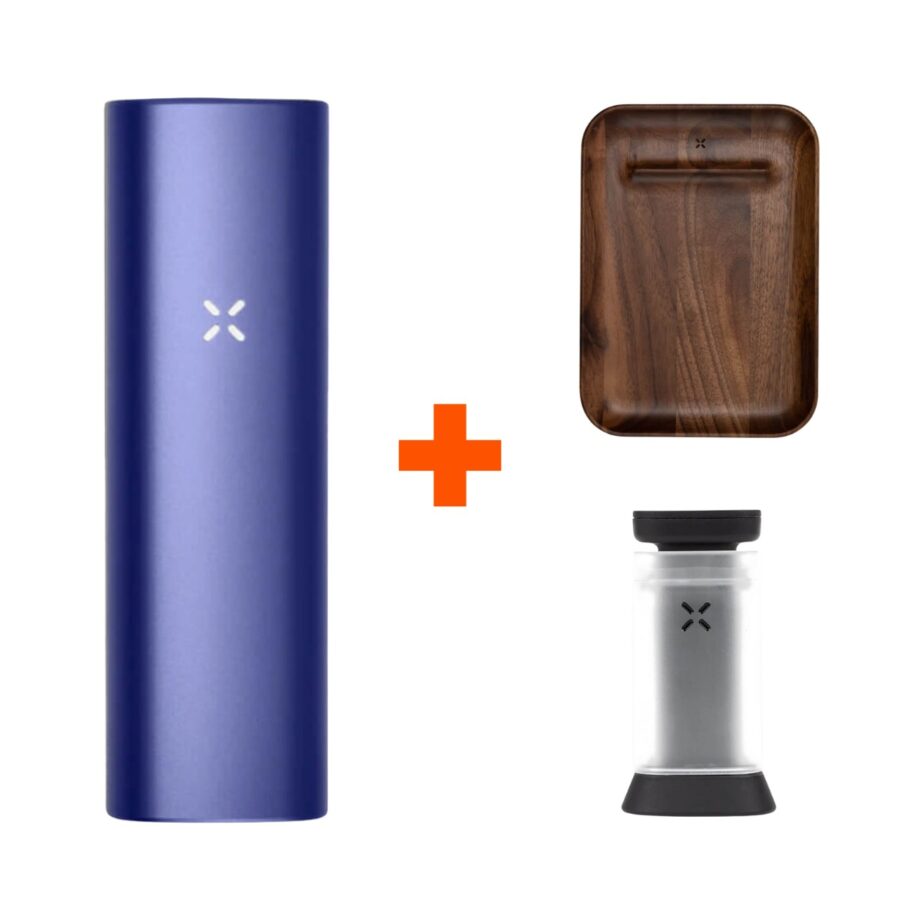 Bundle PAX Plus Complete Kit Periwinkle Dry Herb Vaporizer + Puck Press + Wooden Tray
